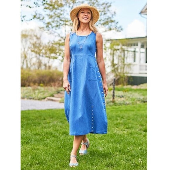 April Cornell Dresses & Skirts - April Cornell Seaside Porch Dress Royal Blue New With Tags Size Large Sleeveless